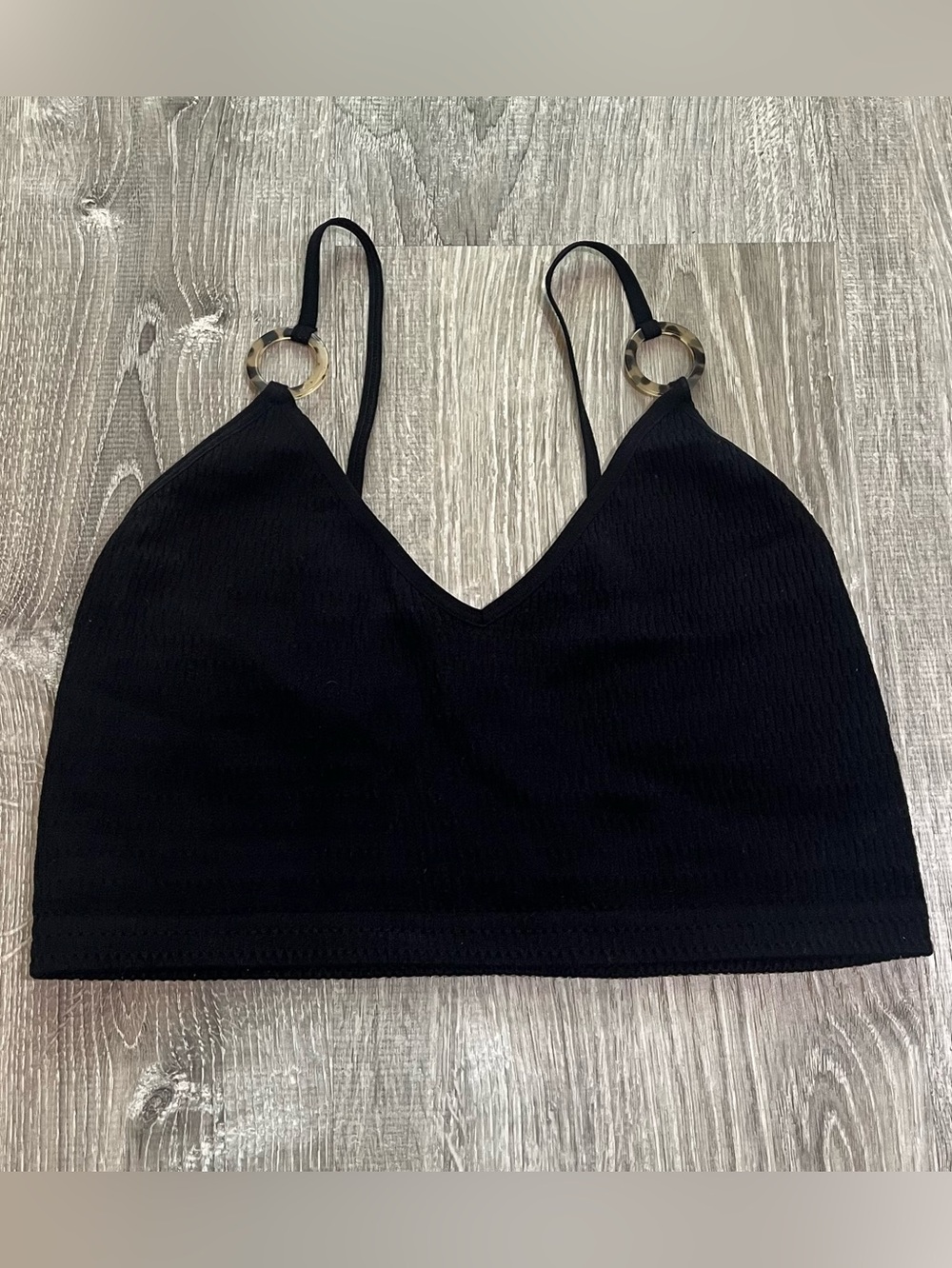 Suzette Collection Size XS Small Black Bralette Leopard Print Crop Top Tank Top